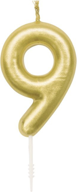 Rico Design Zahlenkerze 9 in Gold aus Wachs für Geburtstag und Jubiläum - Bild 1