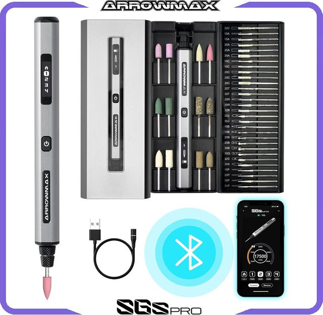 ARROWMAX Elektrischer Gravurstift Schwarz, kabelloses Mini-Schleifwerkzeug zum Gravieren, Schnitzen und Polieren für DIY-Projekte - Bild 1