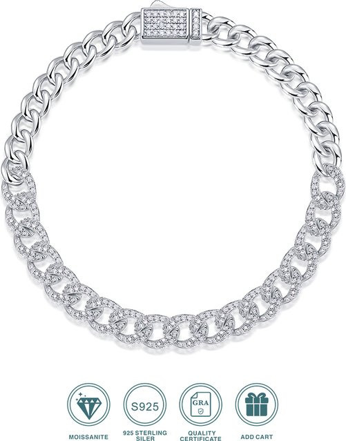 JIUZUAN Armband 925 Silber, Gold, Moissanit, Damen - Bild 1