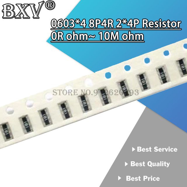 BXV SMD Netzwerkwiderstand Array 0603 in Schwarz mit verschiedenen Widerstandswerten von 0 bis 1M Ohm - Bild 1