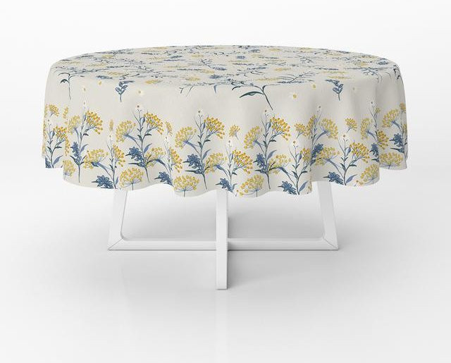 Set aus 4 wasserdichten runden Tischsets mit Aquarell-Zitronen-Design von Your Warm Home in Weiß - Bild 1