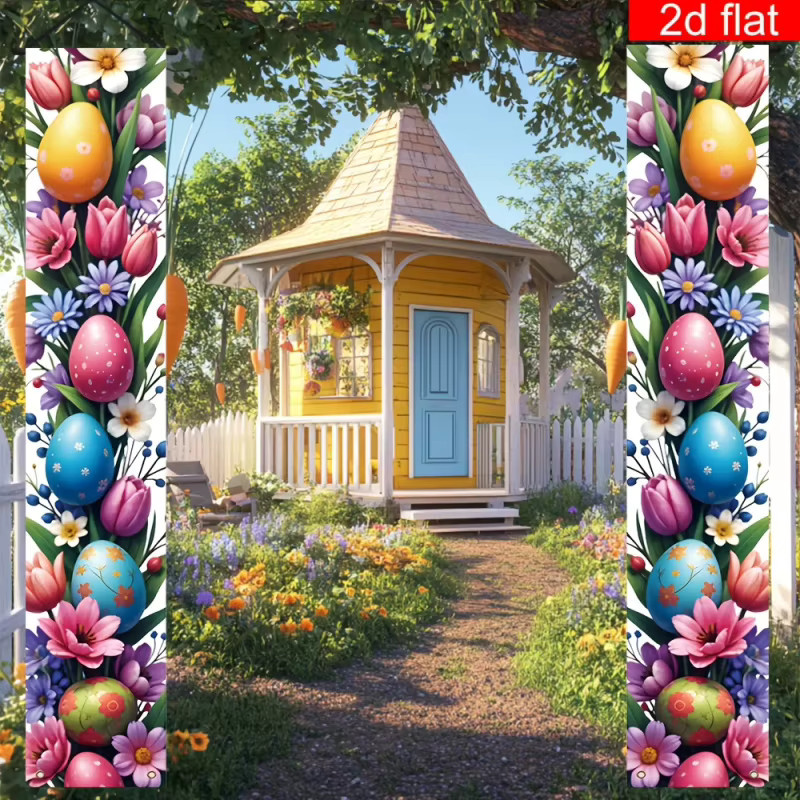 VIKAMA1 Oster-Blumenei Türkuplett mit floralem Design in Multicolour zur festlichen Dekoration für deine Haustür oder den Schlafzimmereingang - Bild 6