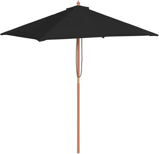 vidaXL Sonnenschirm mit Holzmast aus Hartholz und Polyester in Schwarz, B/T: 150 x 200 cm, Höhe: 235 cm - Bild 1