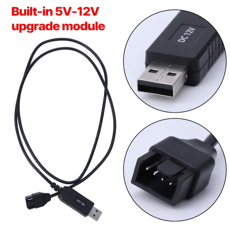USB zu 4-poligem PC-Lüfter Adapter Kabel für 5V bis 12V Gehäusekühlung in Schwarz - Bild 2