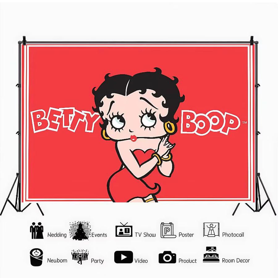 B-Bettys Boops Anime Fotografie Hintergrund für Neujahr Dekoration in Rot, rechteckig - Bild 2