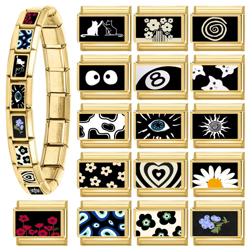 Yolorist Armband, Edelstahl, Gold, Blumen-Katze, Unisex - Bild 2