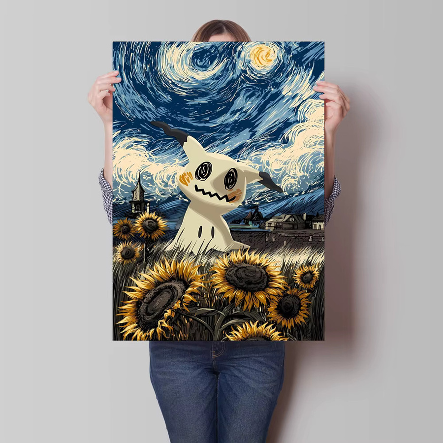 Potdemiel DIY Diamantmalerei Set Pikachu im Van Gogh Stil als Mosaik Kreuzstich Kit zur Wanddekoration - Bild 2