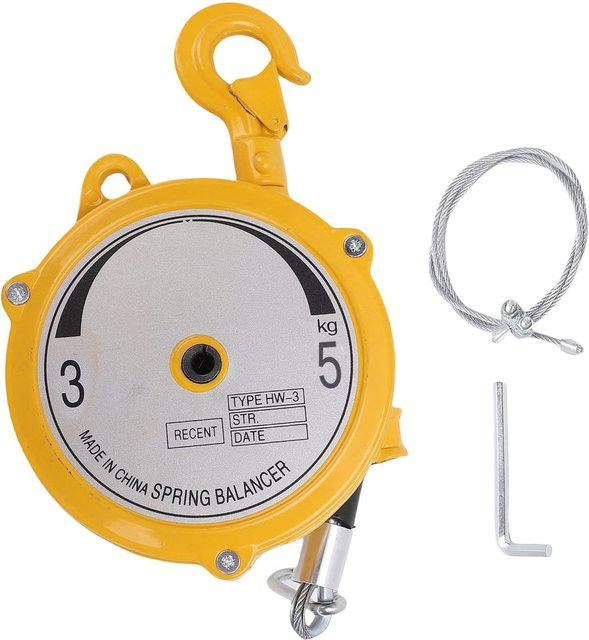 Qiilu Federbalancer Werkzeughalter Gelb, selbstsichernder einziehbarer Halter mit 1,9 m Drahtseil und Haken, belastbar bis 3–5 kg - Bild 1