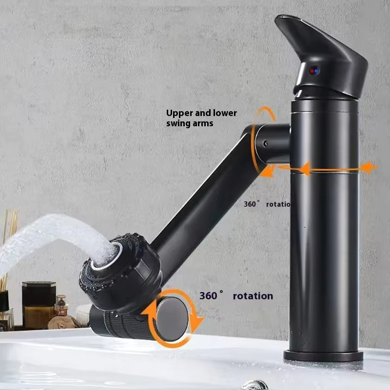 ZEXEF Schwenkbarer Badezimmer-Wasserhahn mit 1080 Grad Rotation für das Waschbecken, Mischbatterie mit Spritzbelüfter zur Deckmontage - Bild 5