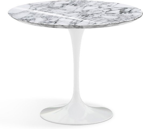 Knoll International Saarinen Esstisch rund in Weiß mit Marmorplatte