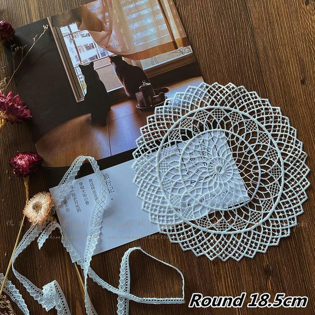 Runder Untersetzer mit Pastoral Retro Floral Stickerei von Yiran Furniture, Farbe: Weiß, Durchmesser: 18,5 cm - Bild 1