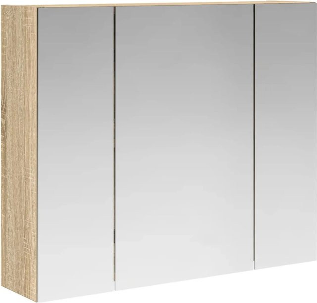 vidaXL Badezimmerspiegelschrank Sonoma-Eiche, Wandmontage mit Spiegeltür und Regalböden, B/T/H: 60 x 14,5 x 50 cm - Bild 1