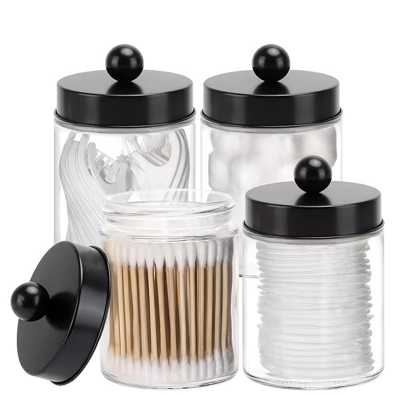 Kosmetik Organizer aus Acryl mit Deckel für Baumwollpads in Transparent und Gold, B/T/H: 12,0 x 7,5 x 2,0 cm - Bild 2