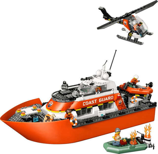 LEGO City Rettungsboot der Küstenwache mit Hubschrauber ab 7 Jahren - Bild 3