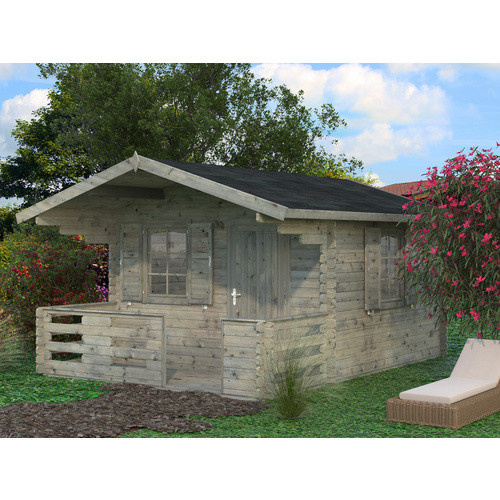 Blockbohlenhaus PALMAKO Emma aus Holz in Grau, B/H/T: 394 x 257 x 330 cm - Bild 2
