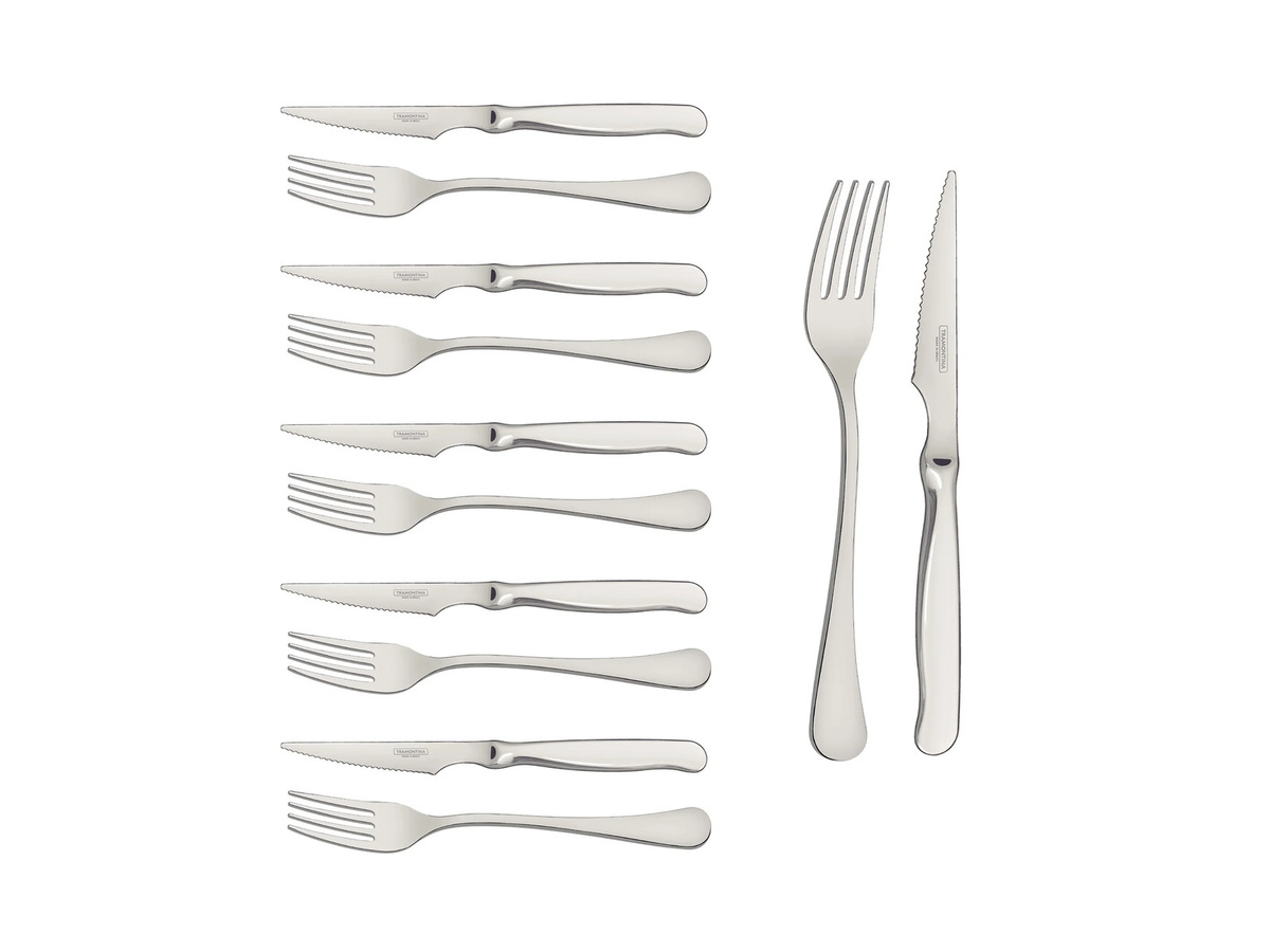 Tramontina Zurique Steakbesteck-Set Spanish aus Edelstahl, 12-teilig, Silber poliert - Bild 3