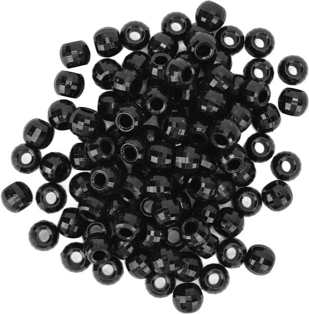 Shoemst Haarflechtperlen aus Kunststoff, Schwarz, 100 Stück, 12 mm - Bild 1