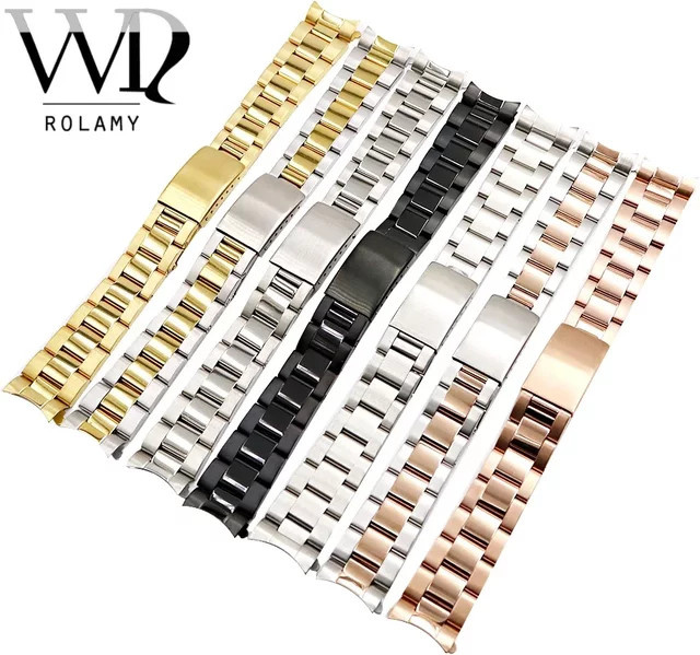 Rolamy Uhrenarmband Edelstahl, Roségold, Silber, Oyster-Armband - Bild 1