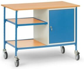 Fetra Rolltisch 5864 mit verschließbarem Stahlschrank und 2 Ablageböden in Blau Grau Multicolour B/T/H: 60 x 50 x 60 cm - Bild 1
