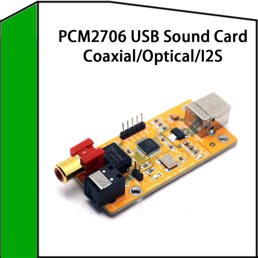 DYKBmetered PCM2706 USB-Soundkarte mit optischem, koaxialem und I2S-Ausgang als digitaler Audiokonverter DAC mit 24 Bit/96 kHz und Power Filter für HiFi-Musik - Bild 2