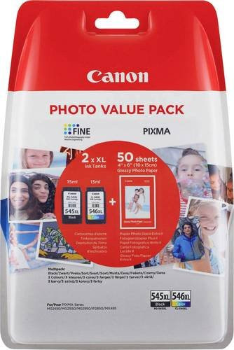 Canon Original Tintenpatronen Photo Value Pack PG-545 XL und CL-546XL für PIXMA Inkjet-Drucker, Schwarz und Multicolor (Cyan, Magenta, Yellow) - Bild 1