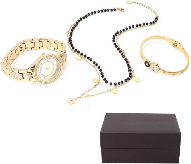 Schmuckset DIYelecs, Uhr, Armband, Halskette, Gold, Damen, Zirkonia - Bild 1
