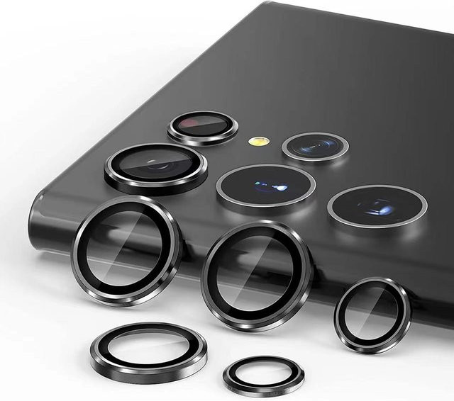 Metall-Objektivring mit gehärtetem 8K HD Glas Kameraschutz für Samsung Galaxy S26 S25 S24 S23 S22 Ultra Plus in Rot - Bild 1