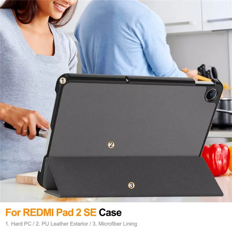 ZNOVAY Smart Case für Xiaomi Redmi Pad 2 SE 9,7 Zoll, faltbare Flip-Hülle mit Standfunktion und Auto-Schlaf/Aufwach-Funktion, Farbe: Grün - Bild 5