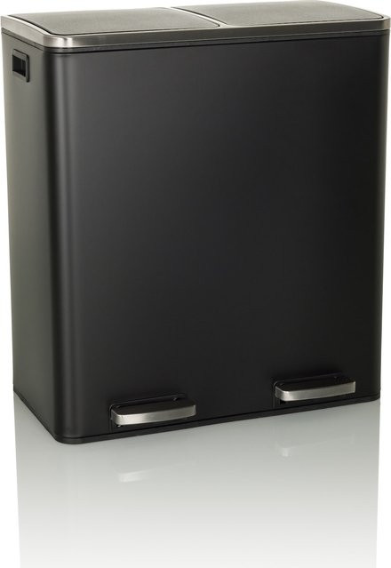 hjh OFFICE Mülleimer CLEAN XI aus Stahlblech mit Soft-Close-Funktion und Klappdeckel in Silber oder Schwarz - Bild 1