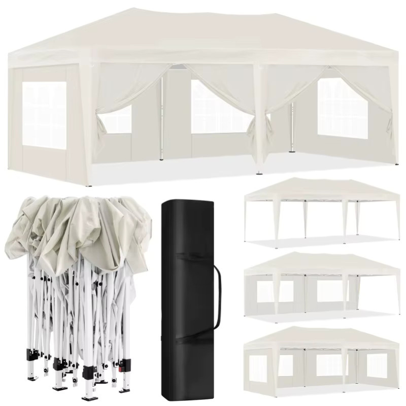 Eugad Gartenpavillon Pop-Up Faltzelt mit 6 Seitenwänden in Anthrazit, B/T/H: 600 x 300 x 250 cm - Bild 5