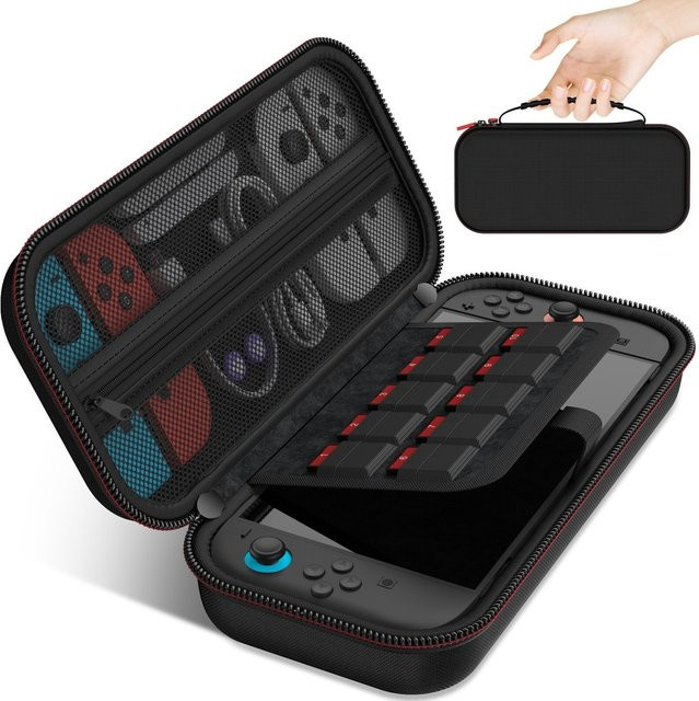 BEBONCOOL Tragetasche für Nintendo Switch, Switch OLED und Nintendo Switch 2 in Schwarz mit großem Fassungsvermögen für Zubehör - Bild 1