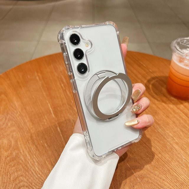 MagSafe kompatible Samsung Handyhülle mit 360 Grad drehbarem Ständer, transparent - Bild 1