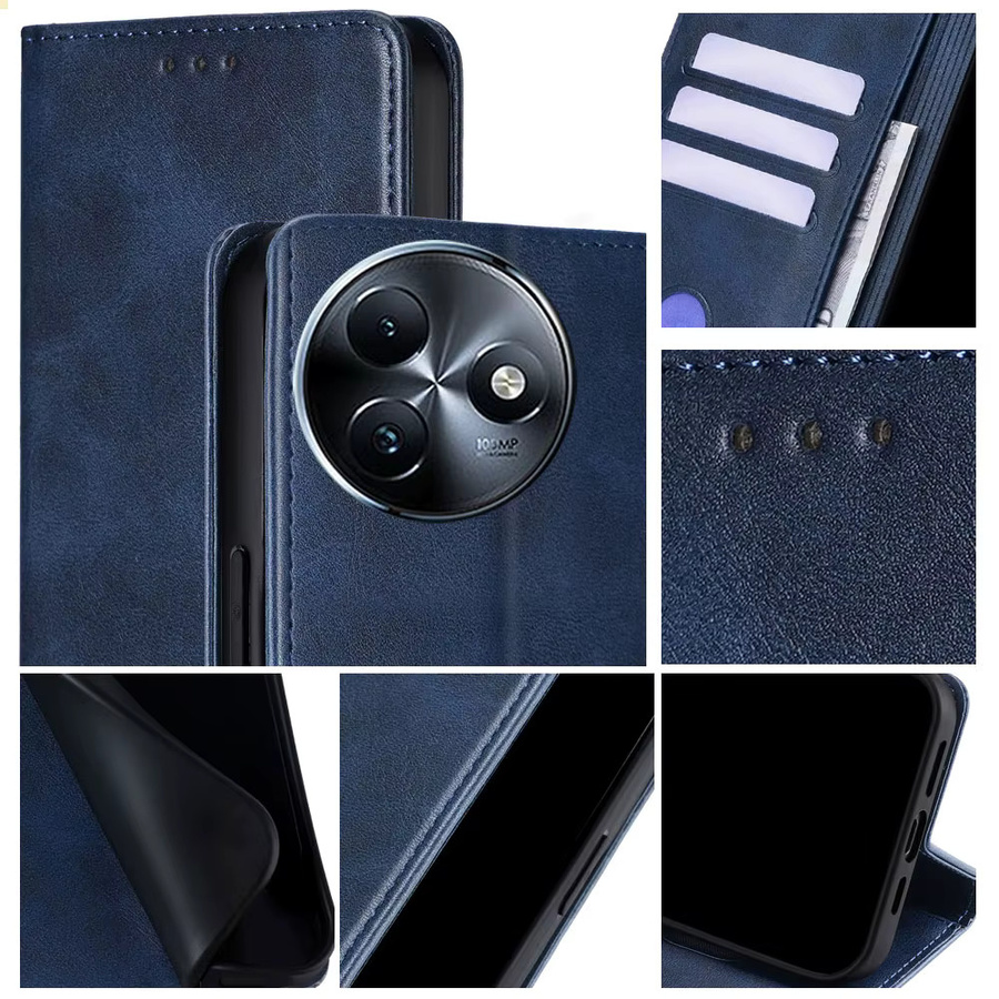 Leder Vollschutzhülle für Itel A50 A50C S24 RS4 P65 P55 Plus Magnetische Flip Wallet Case Book Style Handytasche mit Kartenhalter in Schwarz und Blau - Bild 2