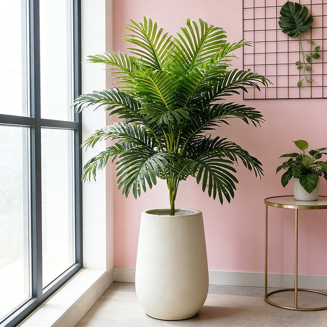 Künstliche Palme von Kmitang in Grün mit Monstera-Blättern aus Kunststoff für deine Haus- und Gartendekoration, Höhe: 75 bis 82 cm - Bild 1