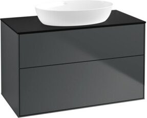 V&B Waschtischunterschrank Finion mit Wandbeleuchtung, Farbe Blau lackiert, B: 100 cm, T: 50,1 cm - Bild 1