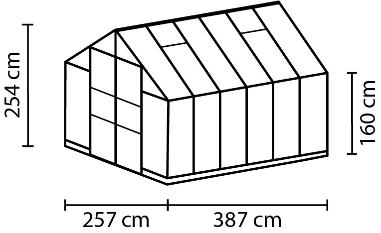 Vitavia Gewächshaus Olymp 9900 in Smaragdgrün mit 9,9 m² Fläche, Polycarbonat-Platten und Doppelschwingtür - Bild 3
