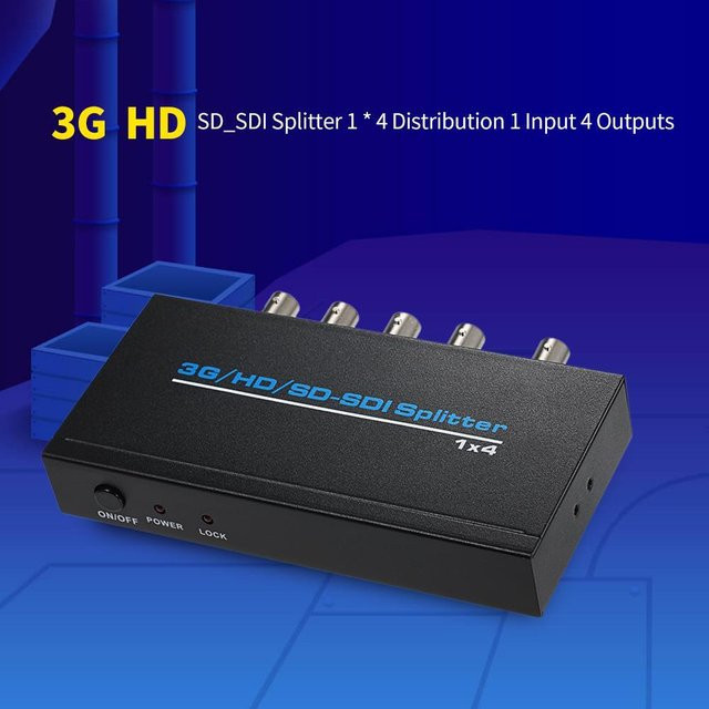 Andoer SDI Splitter 1 Eingang auf 4 Ausgänge unterstützt 3G-SDI, HD-SDI und SD-SDI in Schwarz - Bild 1