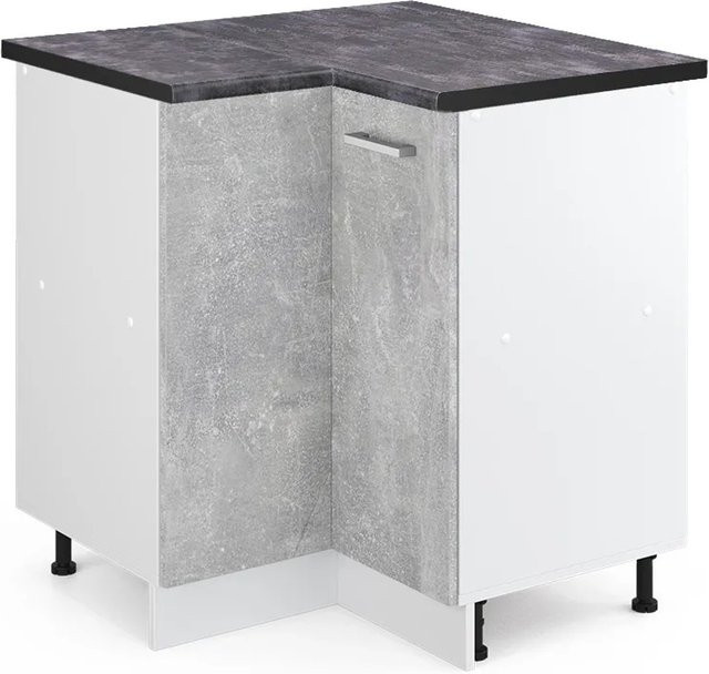 Vicco Eckunterschrank R-Line Küchen Eckschrank in Anthrazit und Weiß, B/T/H: 75,6 x 60,0 x 81,6 cm - Bild 1