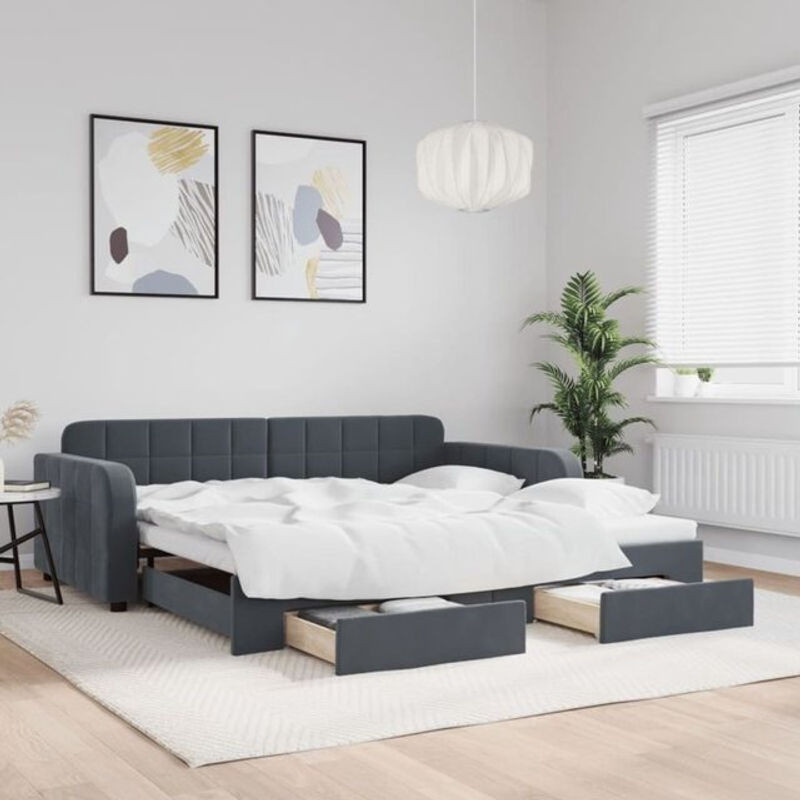 Vidaxl Funktionsbett Tagesbett aus Samt mit Schubladen in Anthrazit B: 100 cm, L: 200 cm - Bild 1