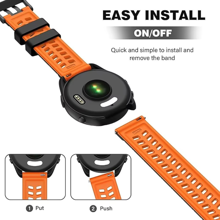 FancyWrist Uhrenarmband Silikon, 22 mm, Black Orange, Unisex - Bild 6
