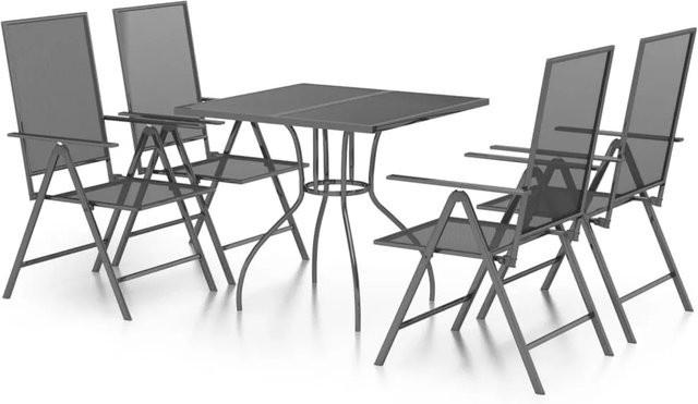vidaXL 5-tlg Garten-Essgruppe Modell 2 aus Stahl in Anthrazit - Bild 1