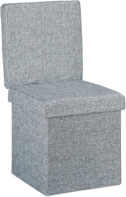 Relaxdays Sitzhocker aus Leinen in Grau, faltbar mit Lehne, H x B x T: 73 x 38 x 38 cm - Bild 1