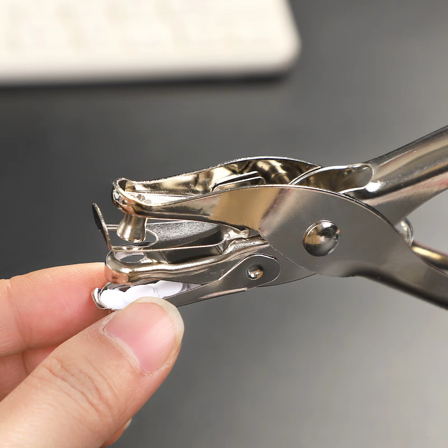 Einlochlocher aus Metall für Papier in Silber mit 3mm und 6mm Lochung - Bild 4