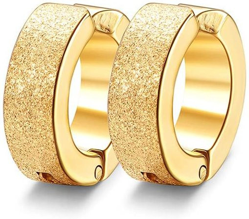 Clip-On Creolen Edelstahl, Zirkonia, Gold, Unisex - Bild 1
