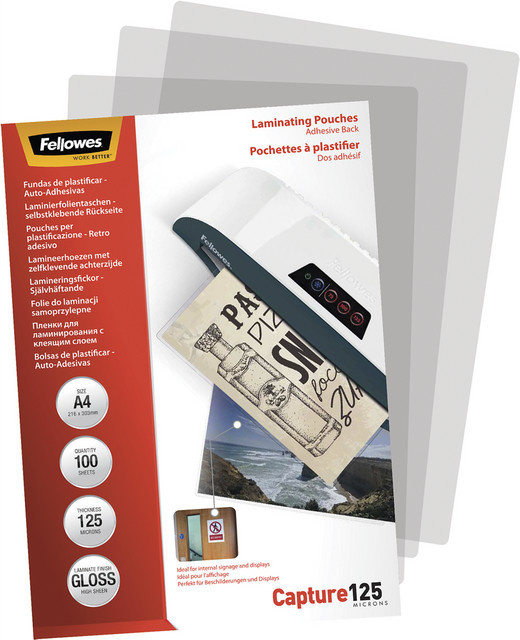 Fellowes Laminierfolie Capture DIN A4, 125 Mikron, 100er-Pack, transparent - Bild 1