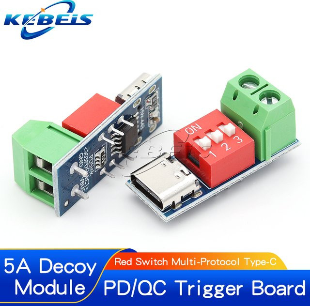KEBEIS PD/QC Trigger Board Typ-C Schnelllademodul mit einstellbaren 5V 9V 12V 20V Power Delivery Boost Modul in Multicolour - Bild 1