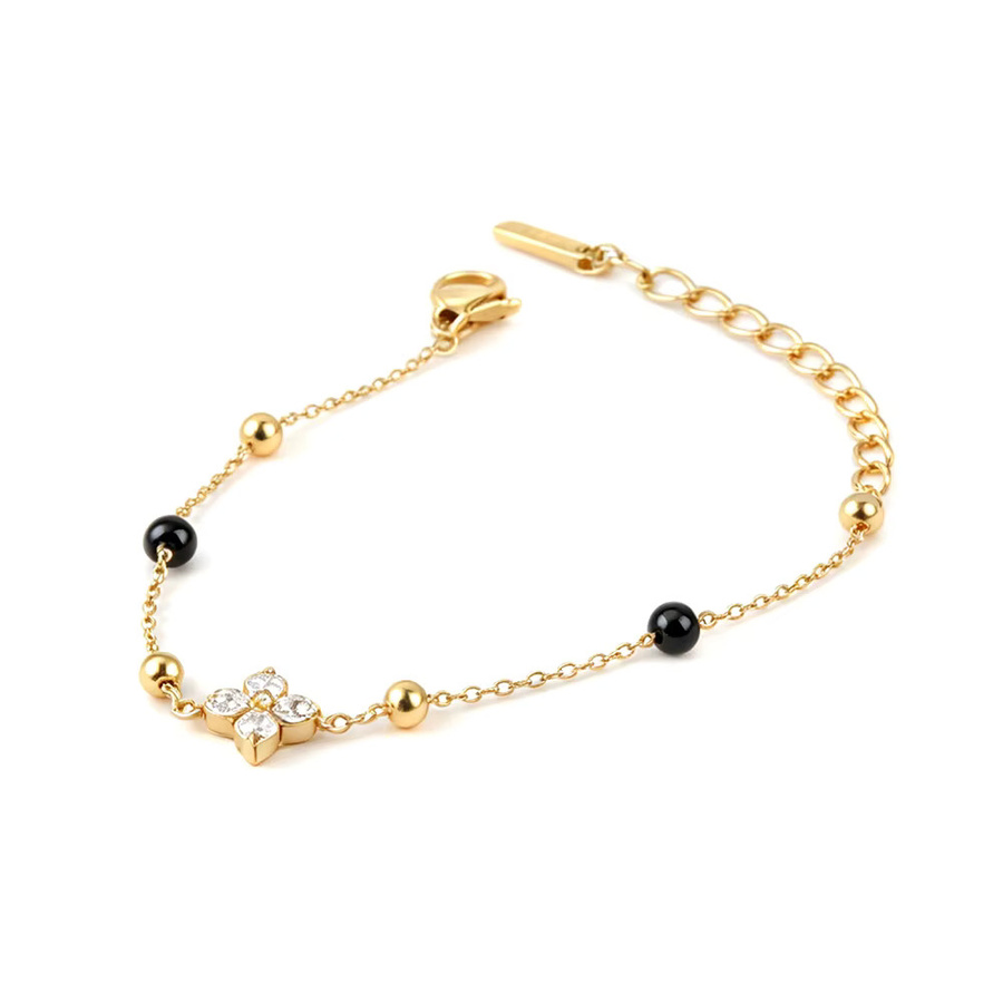 JeeMango Blumen-Kettenarmband, Edelstahl, Zirkonia, Damen, Gold - Bild 2