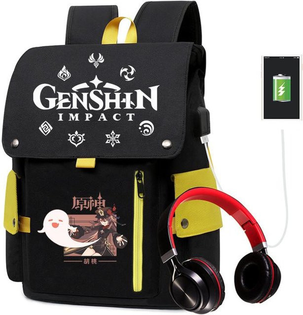 3-teiliges Schulrucksack-Set in Schwarz aus Oxford-Stoff mit großem Fassungsvermögen inklusive Federmäppchen und Schultergurt - Bild 1
