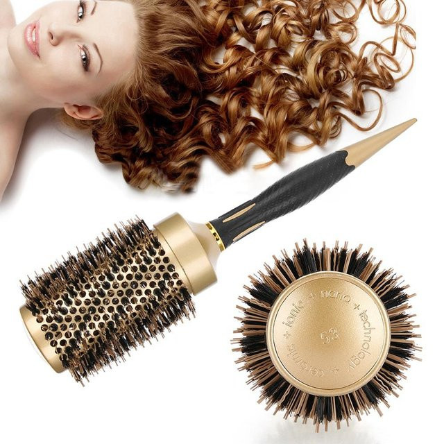 DIYelecs Haarkamm Stylingbürste, Schwarz, 53mm, für lockiges Haar - Bild 1