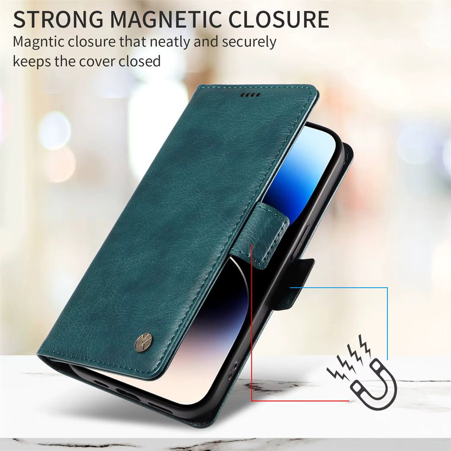 Magnetische Leder-Schutzhülle mit Standfunktion und Brieftaschen-Funktion für Google Pixel 6 7 8 9 Pro und 6a 7a 8a in Gold - Bild 3